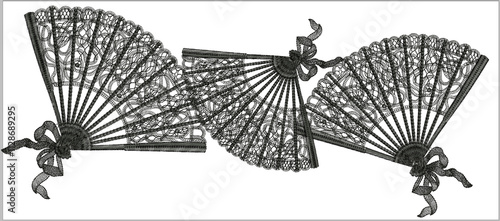 Traditional Embraided chinses hand fan illustration, for textile branding photo