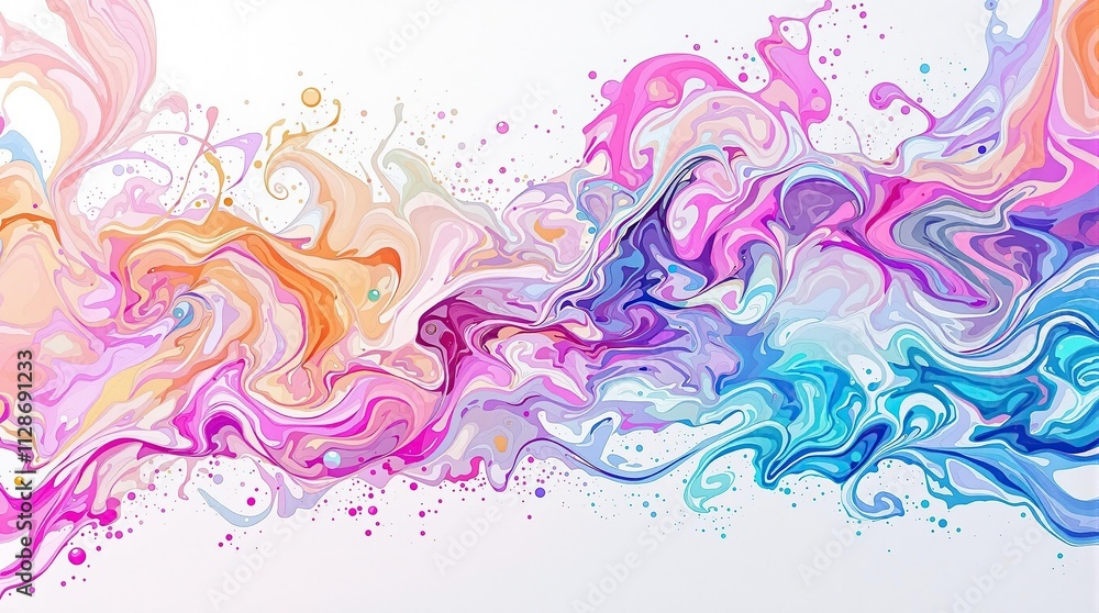 Abstract swirls and splashes in a rainbow of colors, colorful, design, paint, splash Abstract swirls and splashes in a rainbow of colors, colorful, design, paint, splash