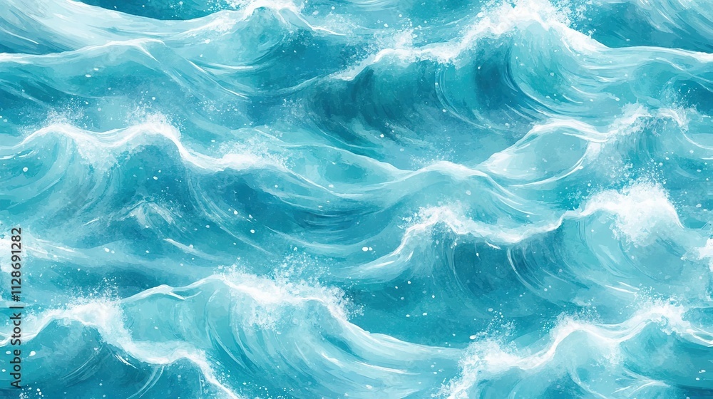 Abstract Watercolor Painting of Ocean Waves Abstract Watercolor Painting of Ocean Waves