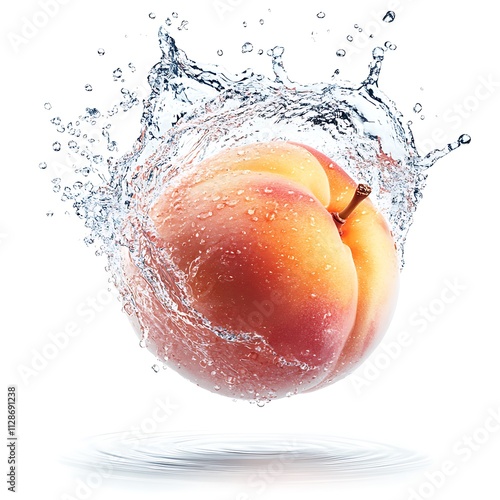 floating peaches with splash