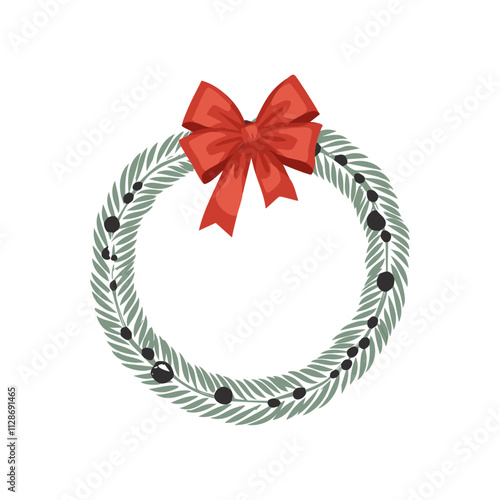 Christmas Wreath Sketch Celebration Decoration Winter Event Festival of X-Mas