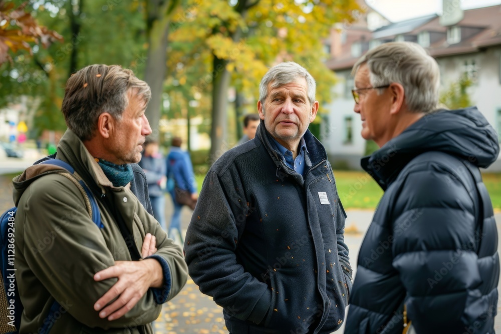 Senior men talking with each other in the park. Outdoor lifestyle portrait. Senior men talking with each other in the park. Outdoor lifestyle portrait.