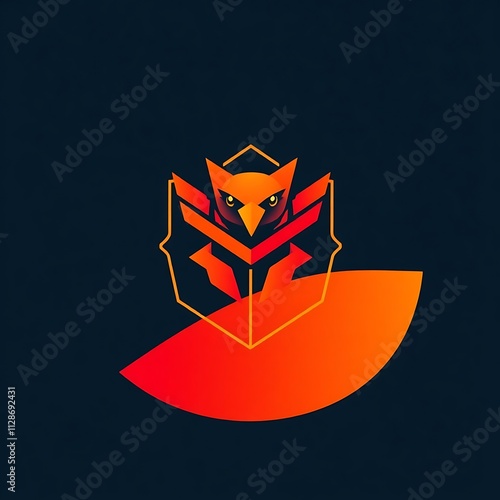 Fierce Owl Mascot Logo: Gradient Orange and Red   photo