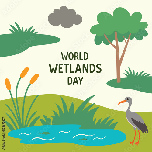 Simple flat victor World Wetlands Day design