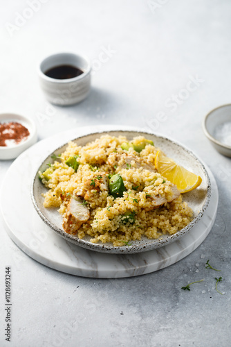 Couscous with chicken and avocado