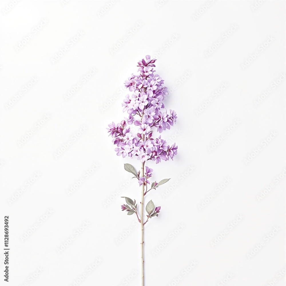 Obraz premium A delicate lilac flower on a minimalist white background , flower, minimalism, lilac, white