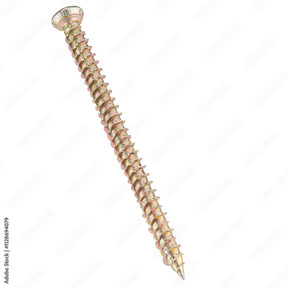 Angled View of Zinc-Plated Wood Screw with Sharp Tip and Deep Threads
Angled View of Zinc-Plated Wood Screw with Sharp Tip and Deep Threads