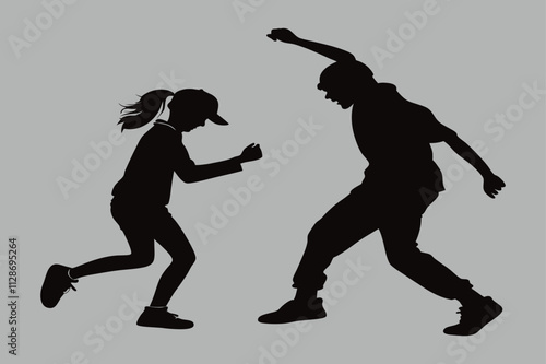 teenager dancing silhouette vector art and illustration