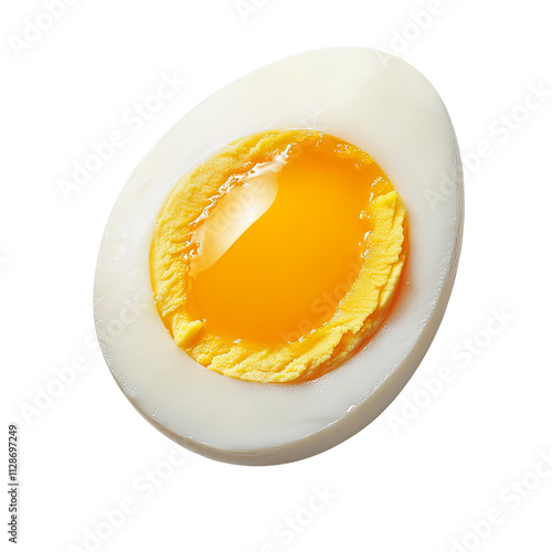 Boiled Egg Half Cut Open Showing Yolk and White Isolated on White Background Protein Rich Breakfast Ingredient Healthy Food Nutritious Snack High Protein Diet Food Photography Perfect Hard Boiled Egg photo