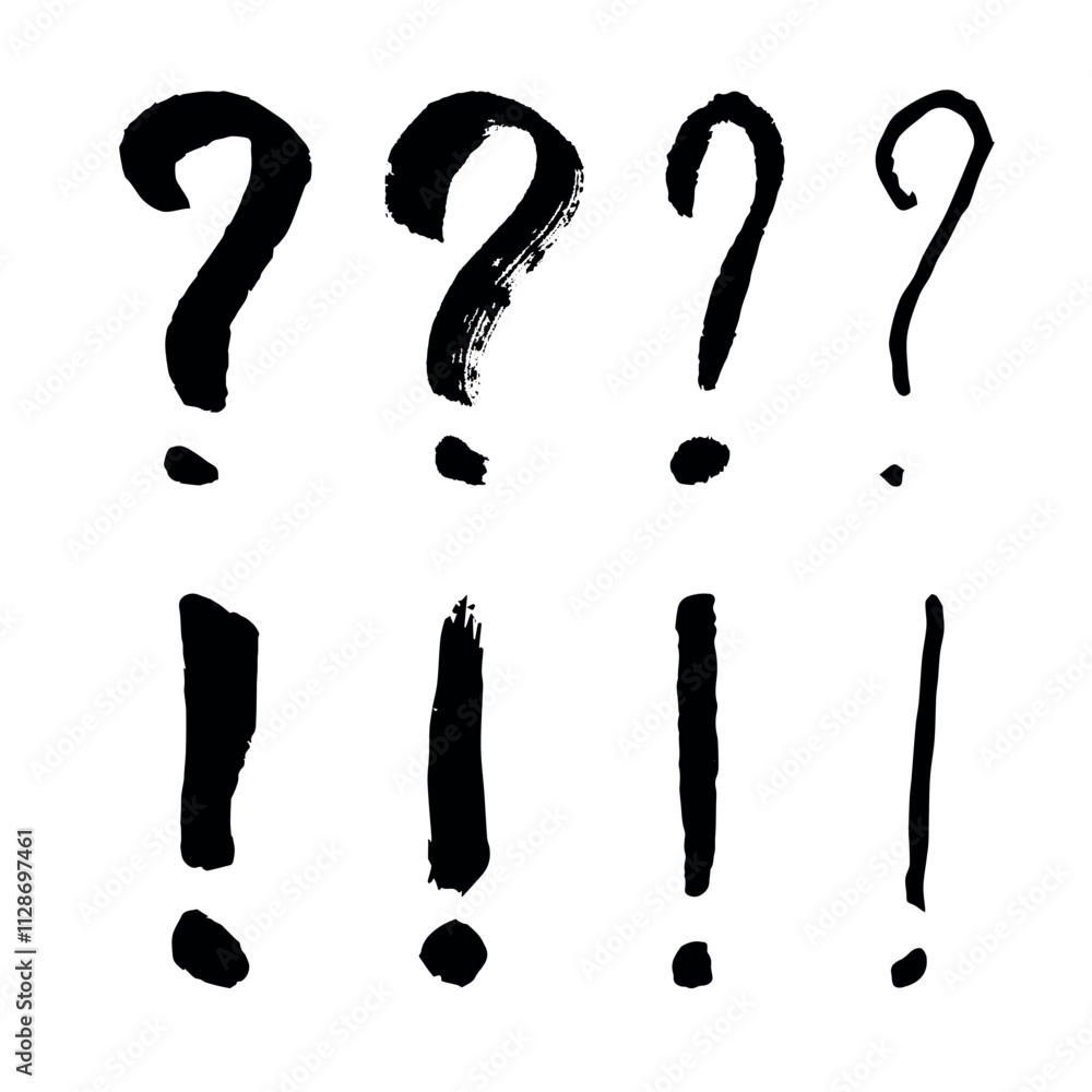 Hand drawn ink question and exclamation mark illustration in sketch style. Elements for design Hand drawn ink question and exclamation mark illustration in sketch style. Elements for design