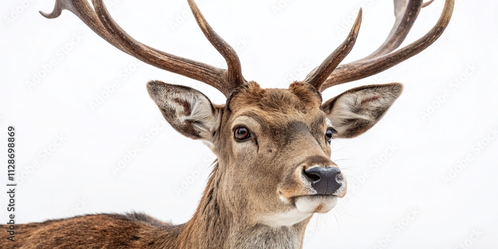 Captivating Deer Portrait with Majestic Antlers on a White Background, Watercolor Illustration for Nature Lovers and Wildlife Enthusiasts Captivating Deer Portrait with Majestic Antlers on a White Background, Watercolor Illustration for Nature Lovers and Wildlife Enthusiasts