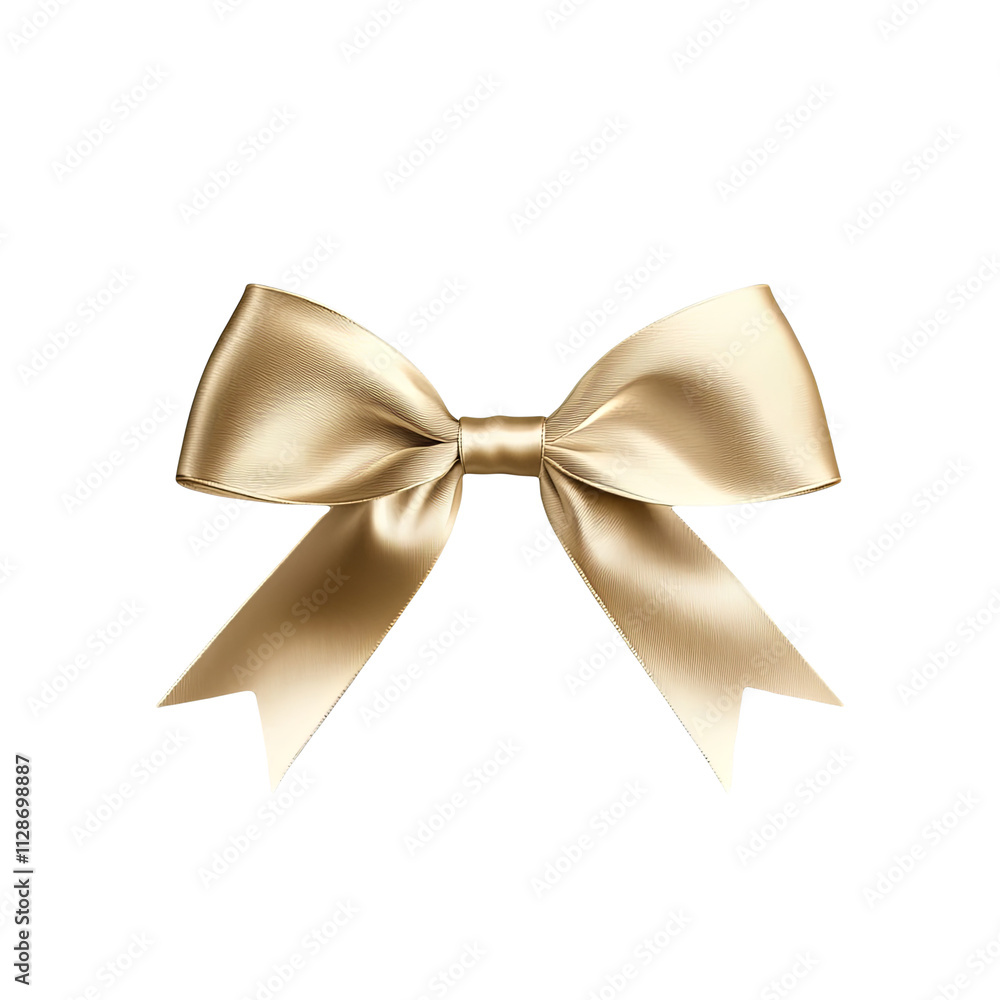 Fototapeta premium Golden satin ribbon bow isolated on white background elegant decoration for gifts presents weddings birthdays anniversaries celebrations holidays and special occasions perfect for adding a touch of