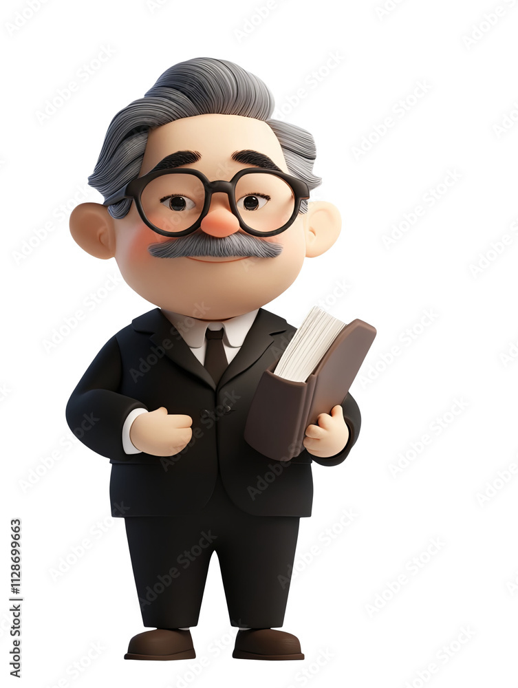 3D illustration of a cheerful professor or teacher holding a book education learning school concept intellectual profession mentor advisor experienced knowledgeable smart character wisdom expert 3D illustration of a cheerful professor or teacher holding a book education learning school concept intellectual profession mentor advisor experienced knowledgeable smart character wisdom expert