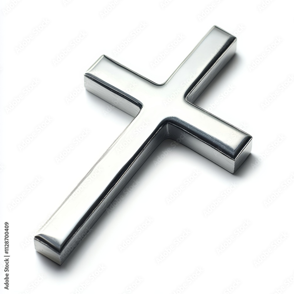 Obraz premium Isolated cross symbol on a white background, representing faith, religion, spirituality, and Christian concepts.