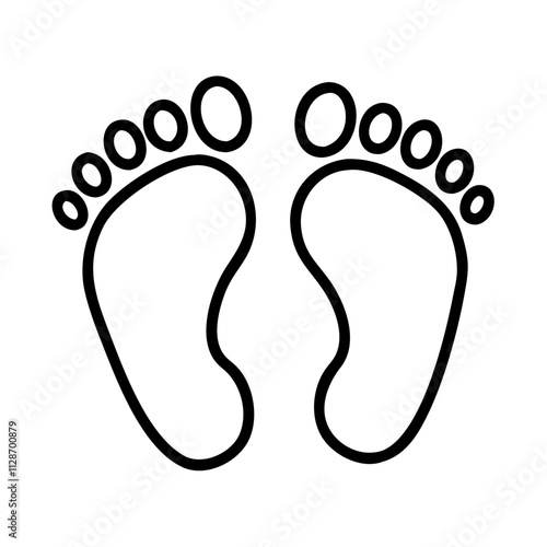 baby footprints icon, family day line art, family icon - simple black line art icon of baby footprints, symbolizing family day celebrations. family vector art.