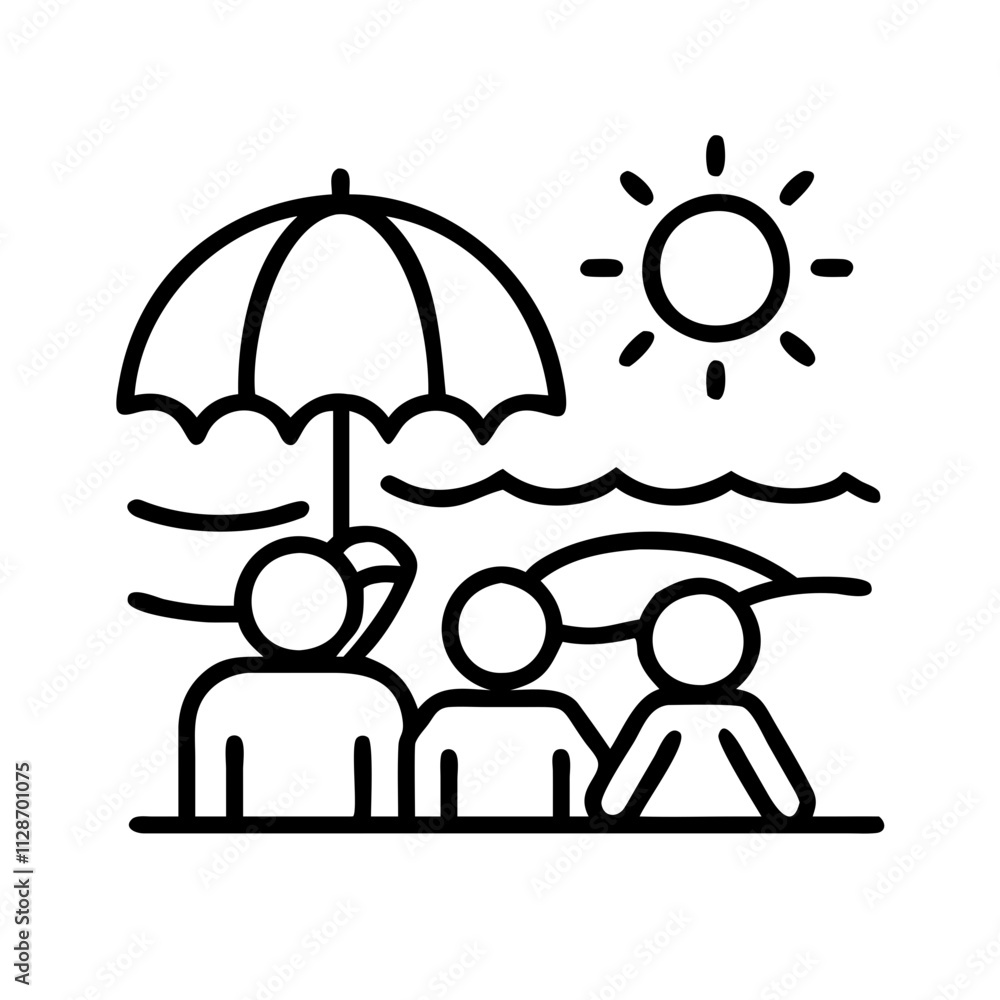family beach day icon, family day line art, family icon - simple black line art icon of family beach day, symbolizing family day celebrations. family vector art. family beach day icon, family day line art, family icon - simple black line art icon of family beach day, symbolizing family day celebrations. family vector art.