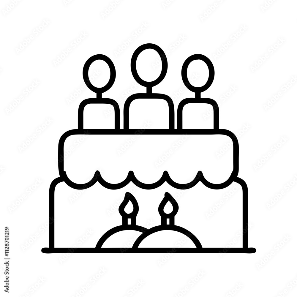 family birthday cake icon, family day line art, family icon - simple black line art icon of family birthday cake, symbolizing family day celebrations. family vector art. family birthday cake icon, family day line art, family icon - simple black line art icon of family birthday cake, symbolizing family day celebrations. family vector art.