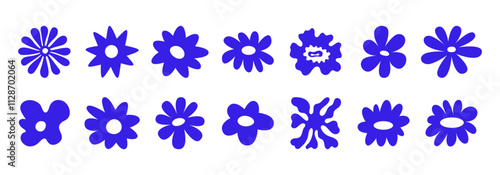 Vector simple minimal illustrations, simple wavy and groovy. hand drawn naive style, flowers and plants, floral botanic design templates, frames and modern wall art prints, posters, placards, packagin