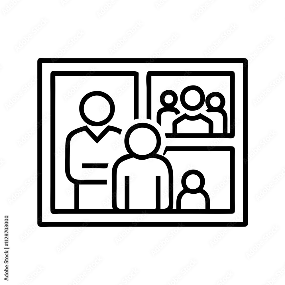 family photo wall icon, family day line art, family icon - simple black line art icon of family photo wall, symbolizing family day celebrations. family vector art. family photo wall icon, family day line art, family icon - simple black line art icon of family photo wall, symbolizing family day celebrations. family vector art.