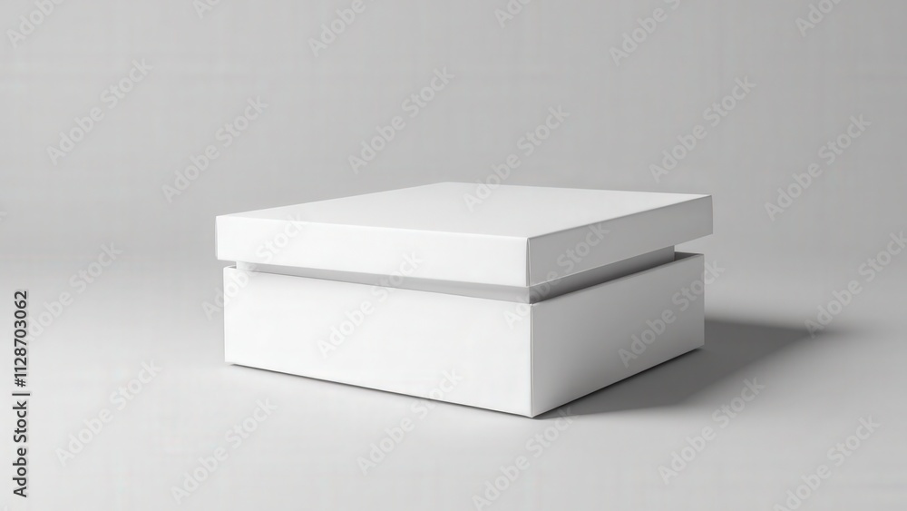 Modern box with lid mockup showcasing a blank surface, soft lighting, and clean lines, perfect for customization Modern box with lid mockup showcasing a blank surface, soft lighting, and clean lines, perfect for customization