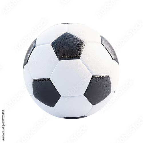 Classic Soccer Ball Football on White Background Sports Recreation World Cup FIFA Tournament Competition Match Play Goal Kick Header Penalty Champion League International Team Sport Athlete Fitness