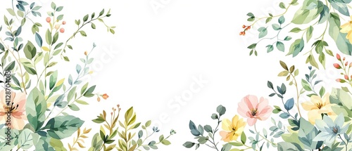 Beautiful watercolor green botanical foliage design, botanical, lush, beautiful