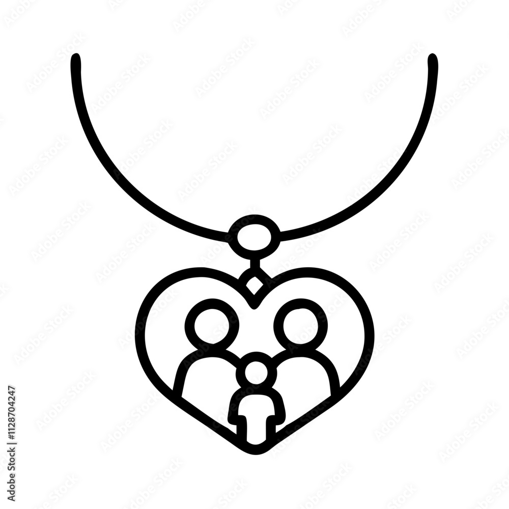 heart necklace for family icon, family day line art, family icon - simple black line art icon of heart necklace for family, symbolizing family day celebrations. family vector art. heart necklace for family icon, family day line art, family icon - simple black line art icon of heart necklace for family, symbolizing family day celebrations. family vector art.