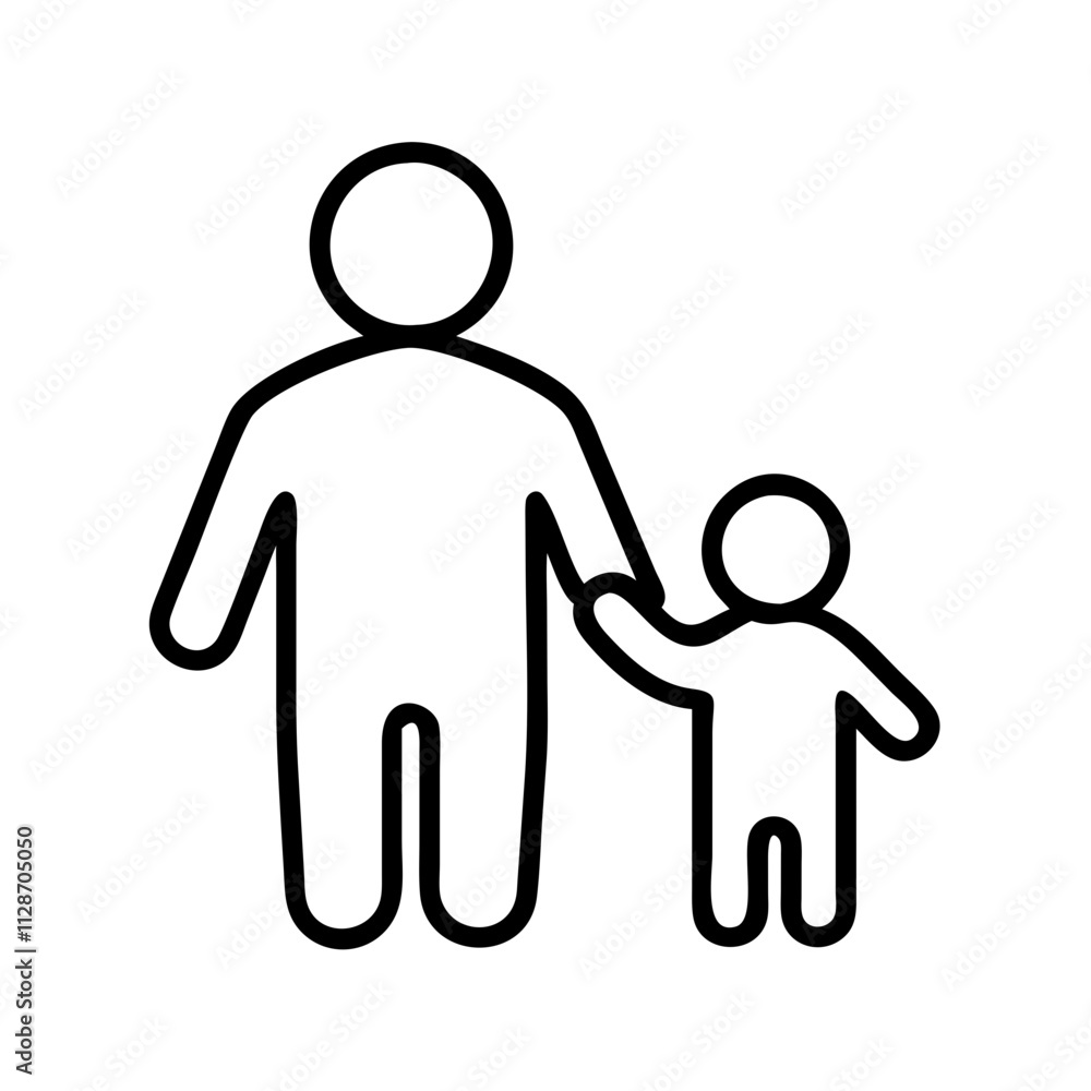 Fototapeta premium parent and baby icon, family day line art, family icon - simple black line art icon of parent and baby, symbolizing family day celebrations. family vector art.