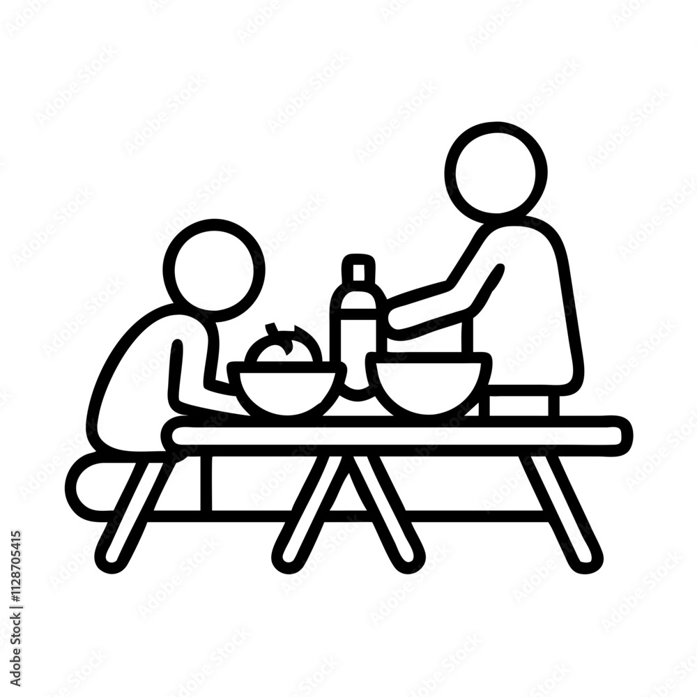 picnic with family icon, family day line art, family icon - simple black line art icon of picnic with family, symbolizing family day celebrations. family vector art. picnic with family icon, family day line art, family icon - simple black line art icon of picnic with family, symbolizing family day celebrations. family vector art.
