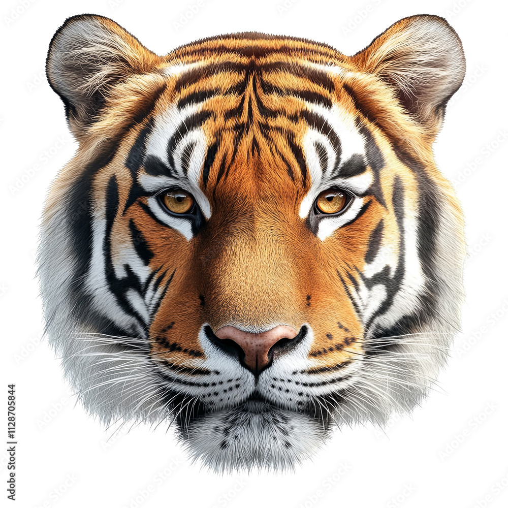 Fototapeta premium Tiger Face Close Up Big Cat Wild Animal Predator Portrait Stripes Wildlife Conservation Endangered Species Majestic Feline Jungle Cat Powerful Hunter Orange Black White Fur Nature Photography
