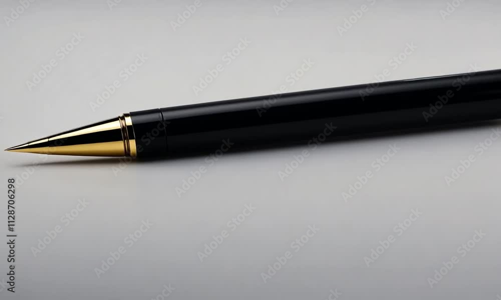 custom made wallpaper toronto digitalA single black ink pen lying diagonally on a white surface, isolated with a white background