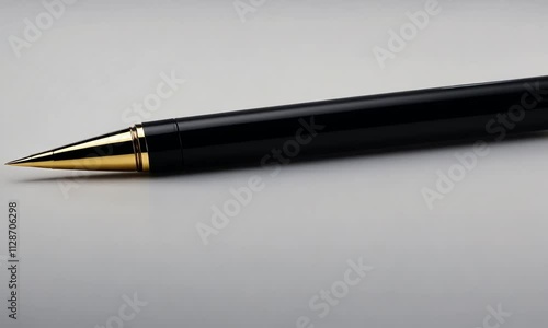 Wallpaper Mural A single black ink pen lying diagonally on a white surface, isolated with a white background Torontodigital.ca