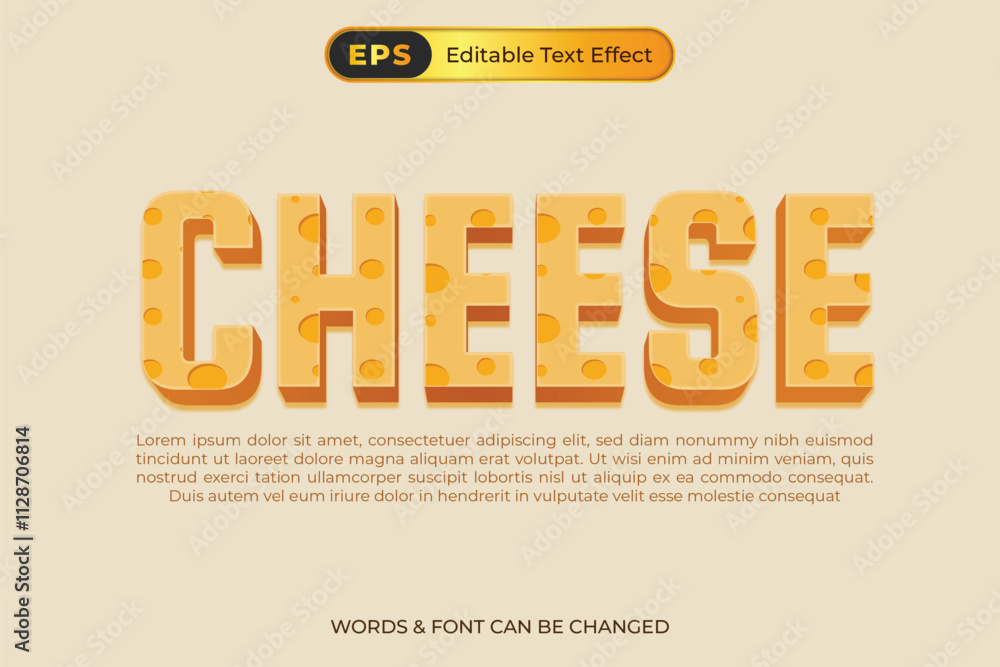 Fototapeta premium Cheese editable text effect template