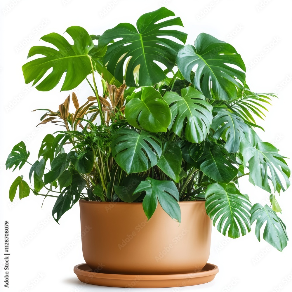Fototapeta premium Potted plants isolated on white background, highlighting home decor, interior design, and greenery concepts in lifestyle and nature.