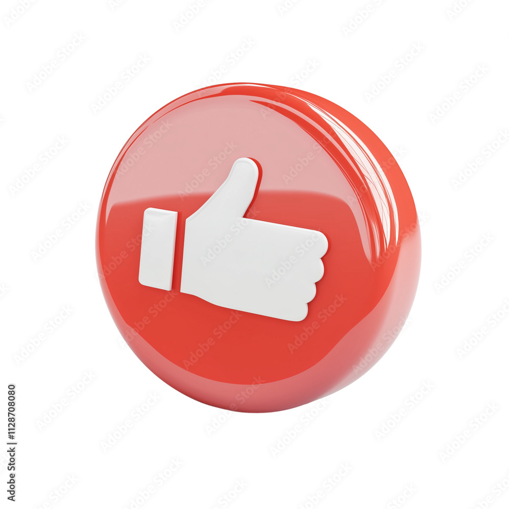 3D icon of red circle like button isolated on transparent background 3D icon of red circle like button isolated on transparent background