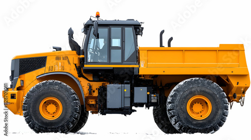 Powerful Yellow Articulated Dump Truck on Snowy Ground