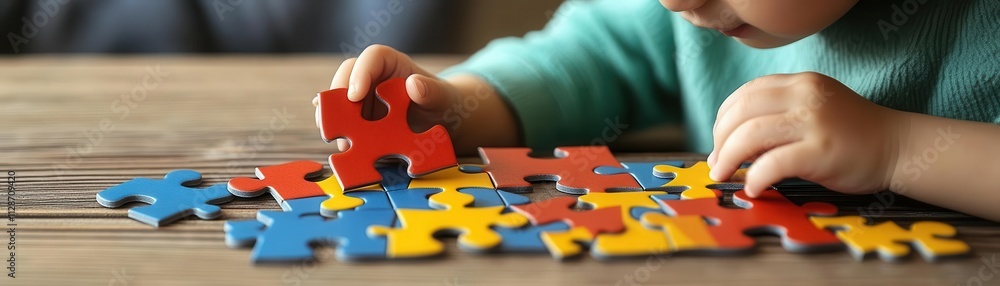 young child assembling a magnetic puzzle flat design side view creativity theme animation young child assembling a magnetic puzzle flat design side view creativity theme animation