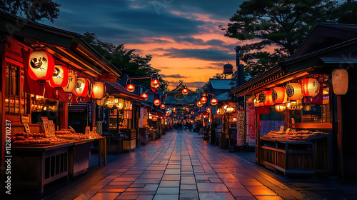 マジックアワーのお祭りの屋台01