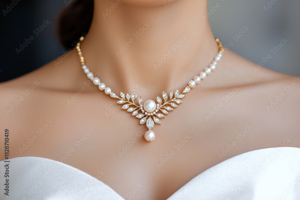 Elegant Pearl Necklace with Golden Accents for Formal Occasions Elegant Pearl Necklace with Golden Accents for Formal Occasions