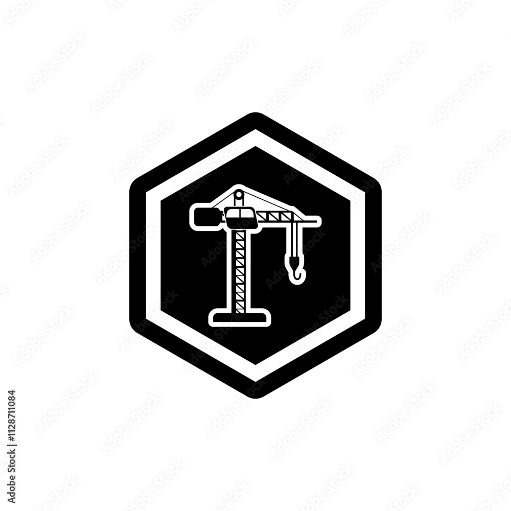 Crone logo symbol. Silhouette crone Construction logo symbol icon vector Crone logo symbol. Silhouette crone Construction logo symbol icon vector