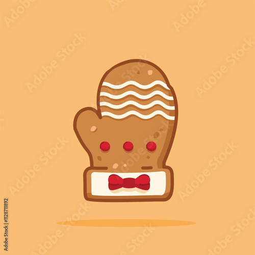 Christmas gingerbread cookies shaped like gloves, new year decoration suitable for posters and web icons