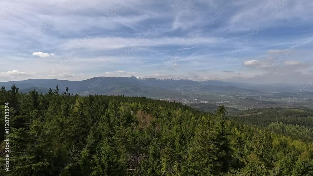Panorama of Mount Snezka and mountain valley in Sudeten Mountains, Poland Panorama of Mount Snezka and mountain valley in Sudeten Mountains, Poland