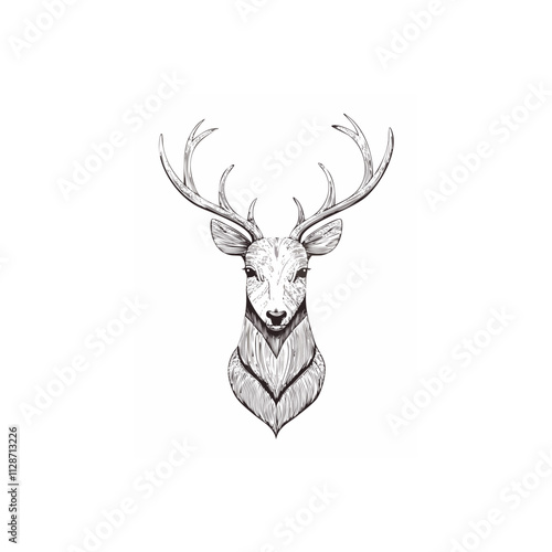 Christmas Deer Sketch Celebration Decoration Winter Event Festival of X-Mas
