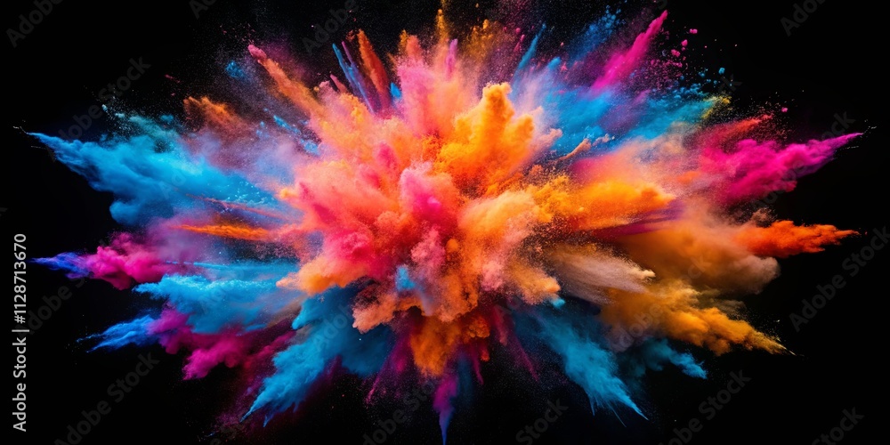 A vibrant explosion of colors against a black background, depicting a dynamic and chaotic burst of energy and artistic expression. A vibrant explosion of colors against a black background, depicting a dynamic and chaotic burst of energy and artistic expression.