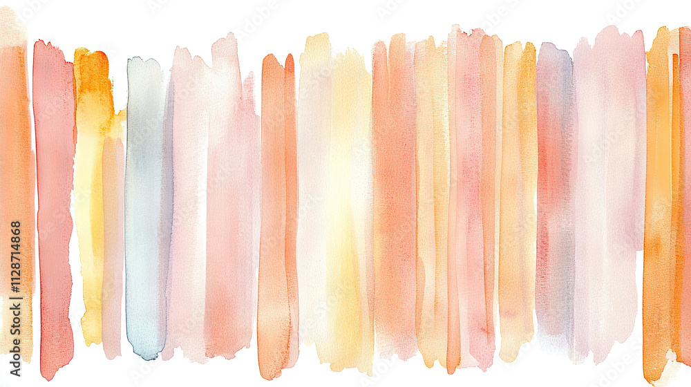 Naklejka premium Watercolor stripes in pastel peach and orange colors
