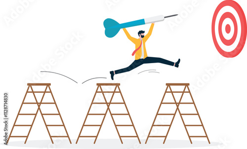 Success step to reach business goal. Ambition to success and achieve target.
