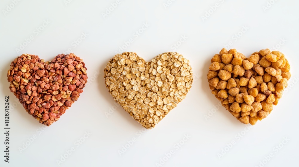 Heart shaped Cereals isolated on white background Heart shaped Cereals isolated on white background