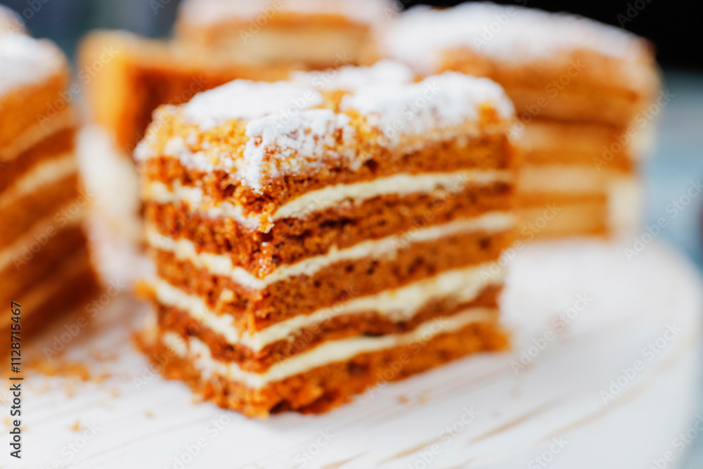 Homemade russian layered honey cake. Homemade russian layered honey cake.