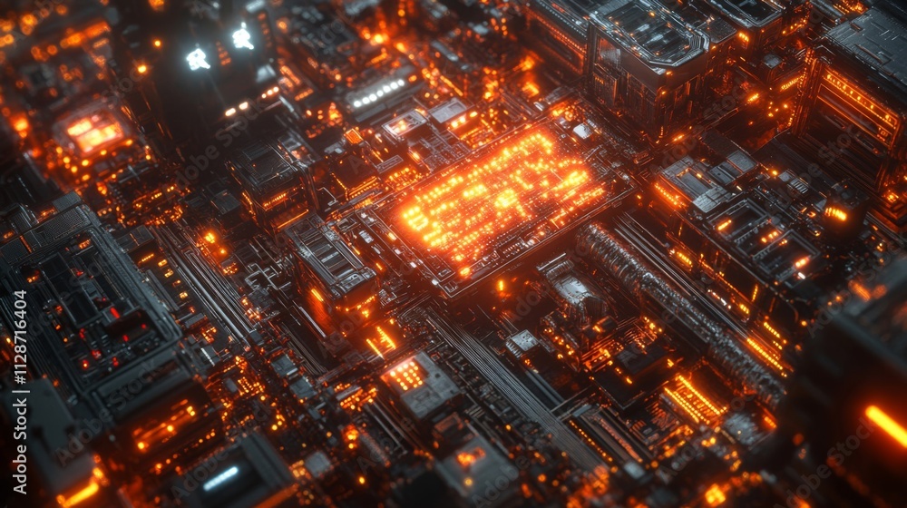 Glowing Circuitry of a Futuristic Motherboard Glowing Circuitry of a Futuristic Motherboard