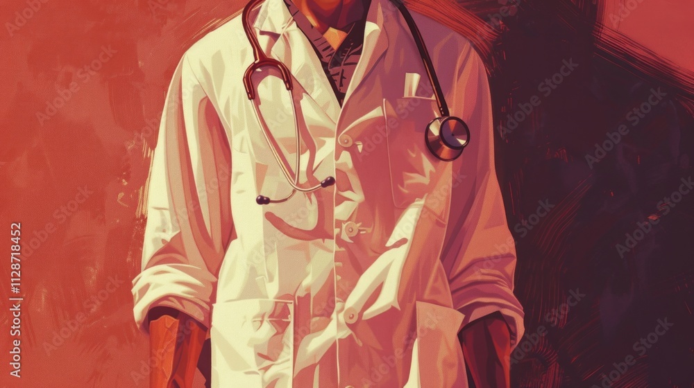 Fototapeta premium The image shows a person wearing a white medical lab coat